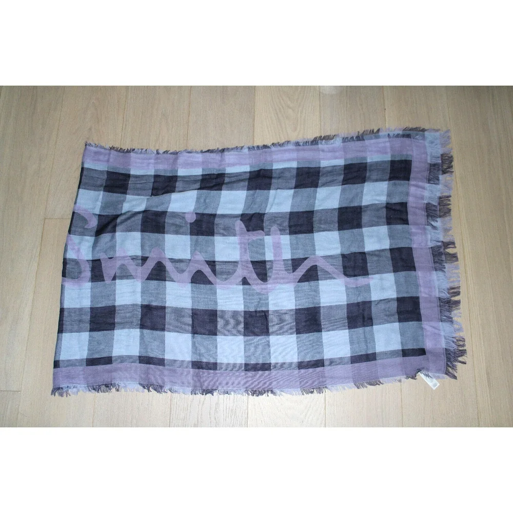 D0 NWoT New PAUL SMITH Scarf Shawl 100% Cotton Plaid Logo 26